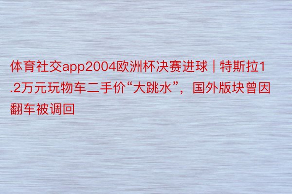 体育社交app2004欧洲杯决赛进球 | 特斯拉1.2万元玩物车二手价“大跳水”，国外版块曾因翻车被调回