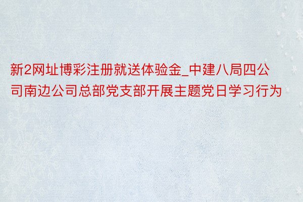 新2网址博彩注册就送体验金_中建八局四公司南边公司总部党支部开展主题党日学习行为